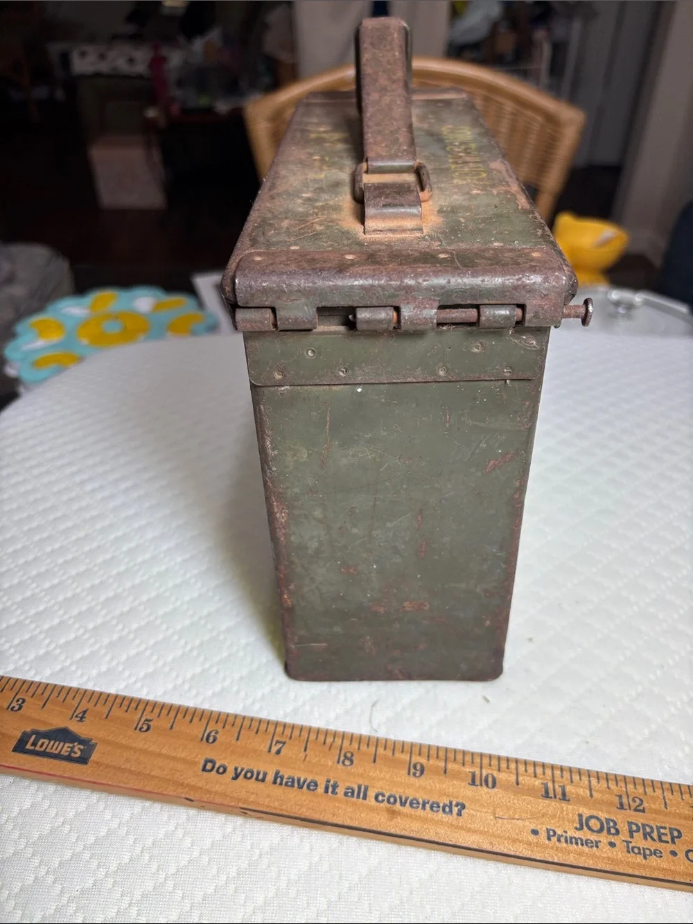 Vintage Olive Green Metal Ammo Box Storage Case